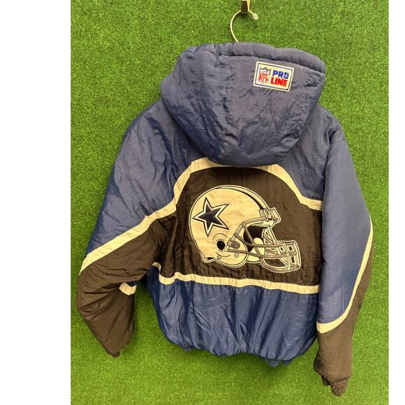 90s Dallas Cowboys Heavy Duty Puffer Style Jacket w/ Hood Sz Medium Vintage - Picture 1 of 8